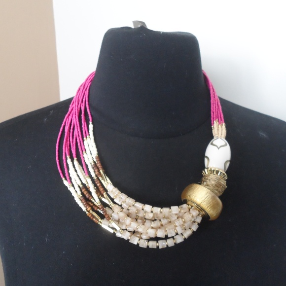 Chico's Jewelry - NWT Chico's Pink Multi-Strand Bib Necklace